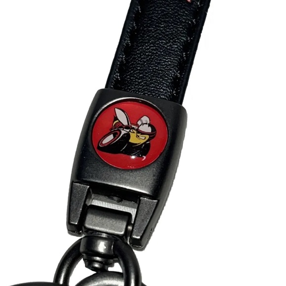 Dodge Scat-Pack 392 Key Chain Black Leather Strap Dark Gunmetal Hook Key Chain - Picture 3 of 5